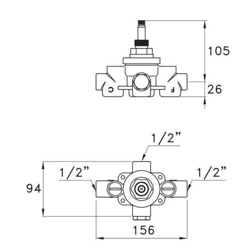 Встраиваемая часть термостатического смесителя для душа Stella UN 06000 0000 - фото 2