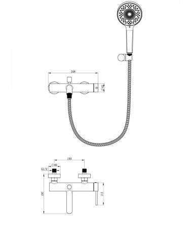 Смеситель для ванны и душа Wonzon & Woghand STICK WW-88639017-BN настенный никель