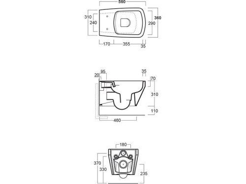 Чаша унитаза подвесная Simas BB 18 bia цвет белый без сиденья безободковая смыв торнадо - фото 3