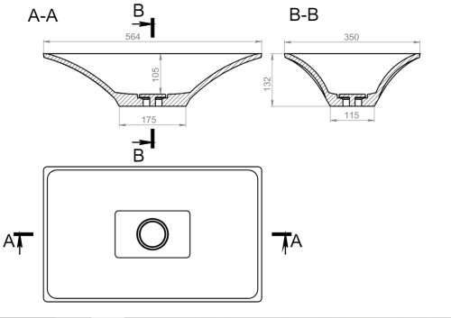 Раковина из искусственного камня Holbi SIRIUS 57 2.02.017.44.4 60х40 накладная цвет серый - фото 2