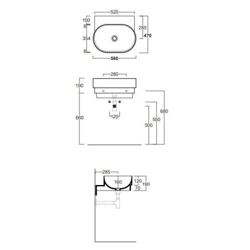 Раковина керамическая Simas Po-mo PO06bi 60х50 подвесная цвет белый без отверстий под смеситель - фото 2