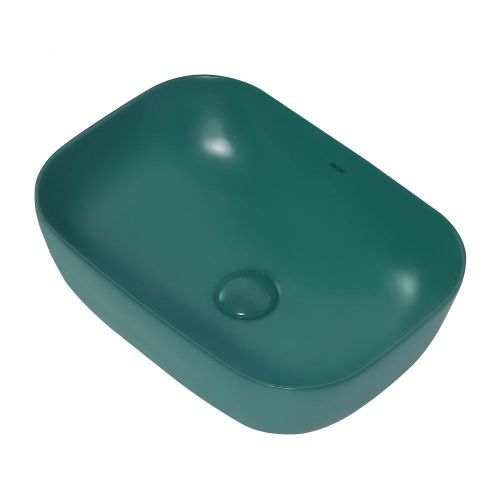 Раковина из сантехнического фаянса Abber RECHTECK AC2200MBG 50х30 накладная цвет зеленый без отверстий под смеситель - фото 2