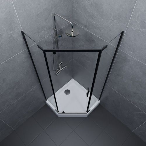 Душевой уголок Тритон Дека Щ0000059782 90х90 стекло прозрачное профиль черный с поддоном - фото 5