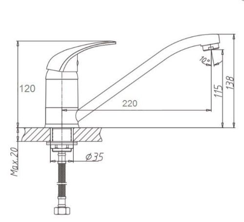 Смеситель для кухни D-Lin D153410 на мойку хром - фото 2