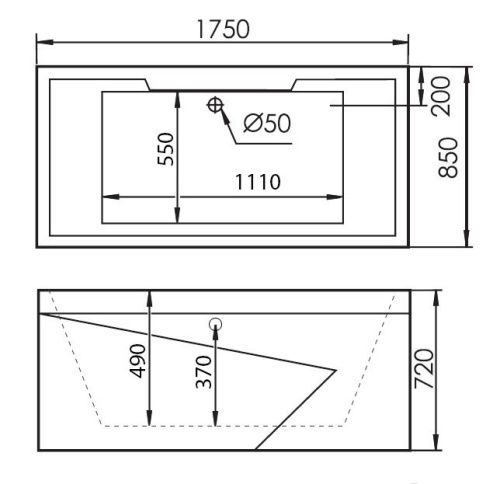 Ванна акриловая гидромассажная Gemy G9065 K R 175х85 пристенная прямоугольная с каркасом - фото 4