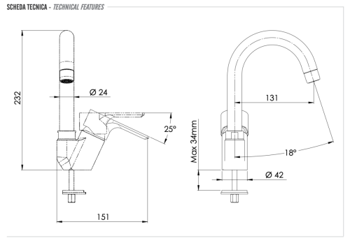 Смеситель для кухни Remer Energy EY42BC на мойку хром - фото 2