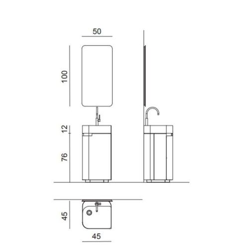 Тумба с раковиной Oasis Profilo 0PFBFS0451D1 50х50 - фото 2