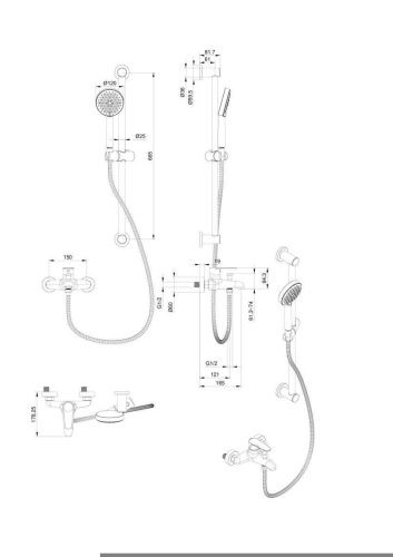 Душевой гарнитур Wonzon & Woghand Alfa WW-AE3205-BG настенный золото - фото 2