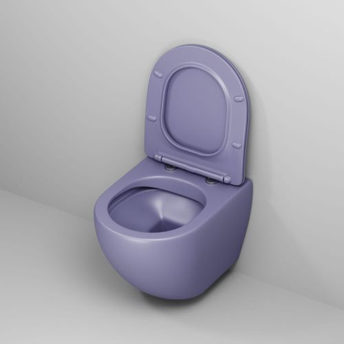 Унитаз подвесной Grossman Color GR-4455LIMS фиолетовый с сиденьем безободковый каскадный смыв - фото 4