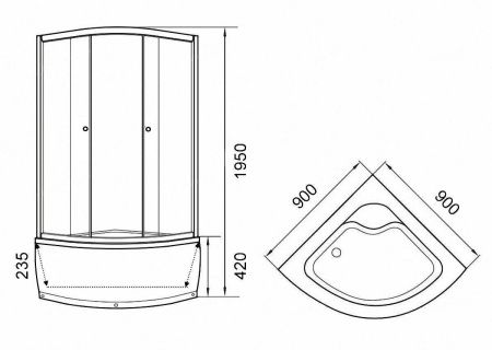 Душевой уголок Parly ZF90 90х90 стекло матовое профиль белый с поддоном