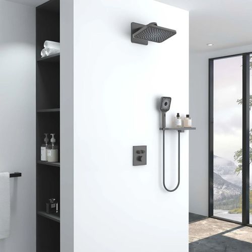 Душевая система Vincea Inspire VSFW-3I21MT4RGM встраиваемая в стену цвет вороненая сталь с термостатом
