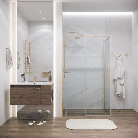 Душевая перегородка Grossman Galaxy 200.K33.01.90.32.00 90х195 стекло прозрачное профиль золото