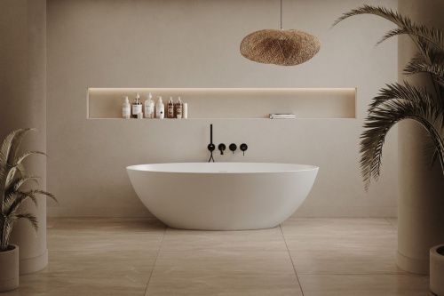 Ванна из искусственного камня Abber Stein AS9625-1.6 160х75 отдельностоящая овальная с ножками - фото 2