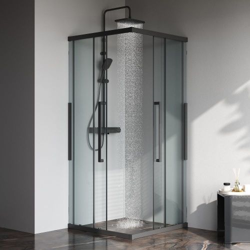 Душевой уголок Am.Pm Func W84G-403-9090-BТ 90х90 стекло прозрачное профиль черный без поддона - фото 3