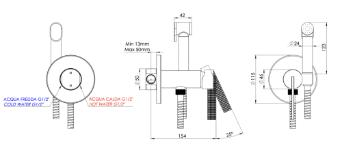 Гигиенический душ со смесителем Daniel ANC645BP4DCXV нержавеющая сталь - фото 2