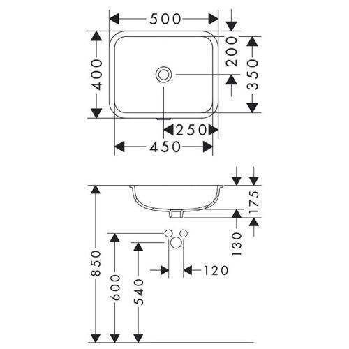Раковина керамическая Hansgrohe Xuniva 60154450 50 см встраиваемая цвет белый без отверстий под смеситель - фото 2