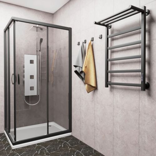 Полотенцесушитель электрический Маргроид Вид 81-10 профильный 8110p-8050-1083-9005R 55х80 черный - фото 3