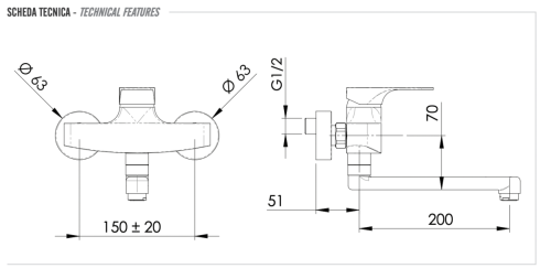 Смеситель для кухни Remer Class Line L41 настенный хром - фото 2