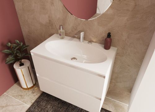 Раковина из искусственного камня Эстет Мальта Люкс ФР-00014692 80х50 накладная цвет белый 1 отверстие под смеситель - фото 4