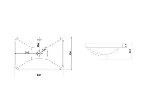 Раковина из сантехнического фаянса Velvex 78441 60х40 полувстраиваемая цвет белый без отверстий под смеситель - фото 3