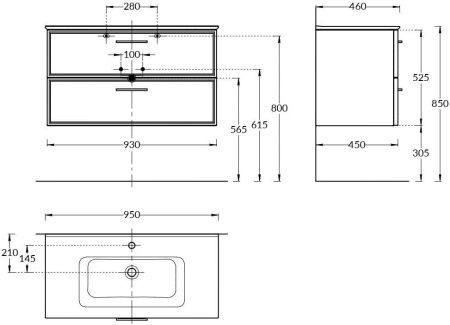 Тумба под раковину Kerama Marazzi GEOMETRICA PIA.CL.95\BLU.M 90х50 подвесная цвет синий