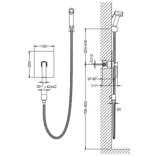 Смеситель с гигиеническим душем Timo Torne 4359/00SM встраиваемый в стену хром - фото 2