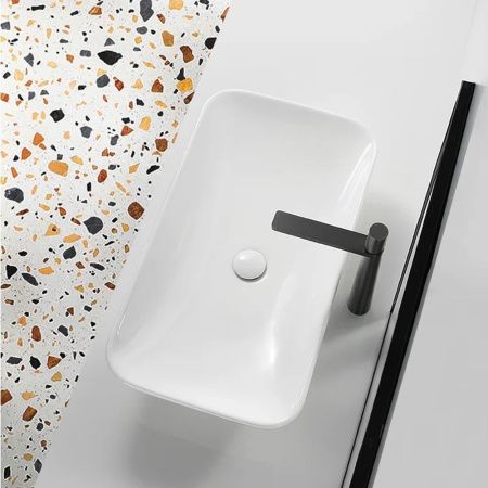 Раковина из сантехнического фарфора WesnaArt Ocean 4040-OCE12 60х40 накладная цвет белый