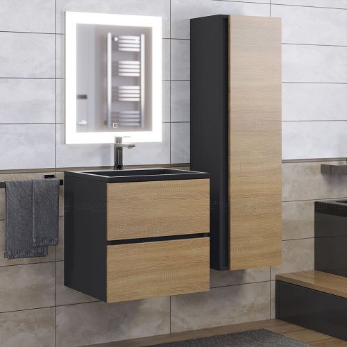 Тумба с раковиной Uperwood Barsa 298301041 60х50 цвет коричневый/черный - фото 2