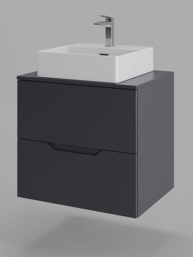 Тумба с раковиной Orange Line Li-60TugMDF+B04-405W 60х50 подвесная цвет черный - фото 2