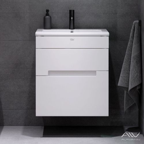 Тумба с раковиной Alavann Rita ALV0988000 60х50 подвесная цвет белый - фото 5