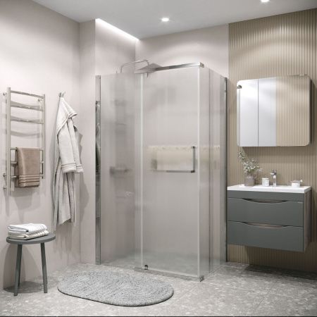 Душевой уголок Grossman Pragma 120.K33.03.1280.10.02 120х80 стекло текстурное профиль хром без поддона