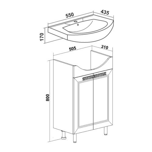 Тумба под раковину Runo МОНРО 00-00000457 50х30 напольная цвет белый - фото 4