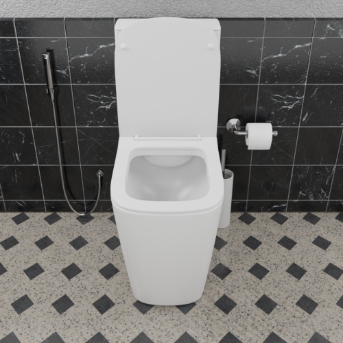 Унитаз напольный с бачком CeramaLux 1288A белый с сиденьем микролифт безободковый - фото 3