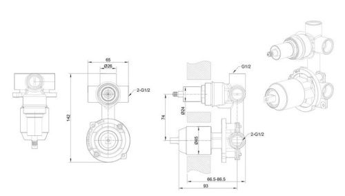 Скрытая часть встраиваемого смесителя Bravat Built-in D969BW-B-ENG - фото 2