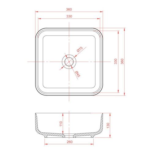 Раковина из искусственного камня MonteBianco Loreto Piazza 360 12018 40х40 накладная цвет белый без отверстий под смеситель - фото 5