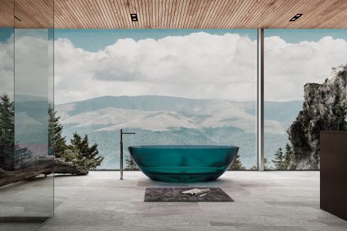 Ванна из полиэфирной смолы Abber Kristall AT9702Aquamarin 180х85 отдельностоящая овальная - фото 2