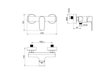 Смеситель для душа Aquatek ОБЕРОН AQ1260CR настенный хром