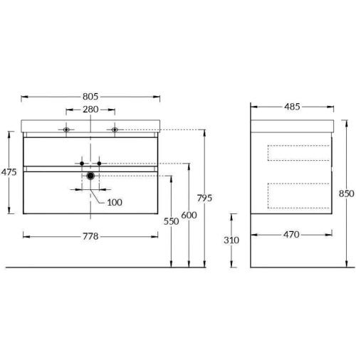 Тумба под раковину Kerama Marazzi GEOMETRICA CUB.80.2\WHT.M 80х50 подвесная цвет белый - фото 2