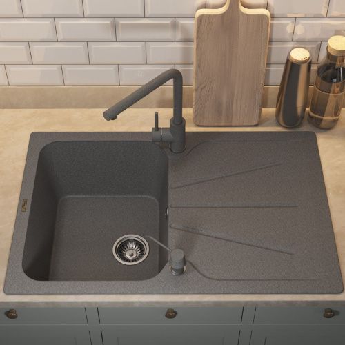 Кухонная мойка Uperwood Quartz Premium UPD-04 3910202114 80х50 цвет серый поверхность матовая - фото 4