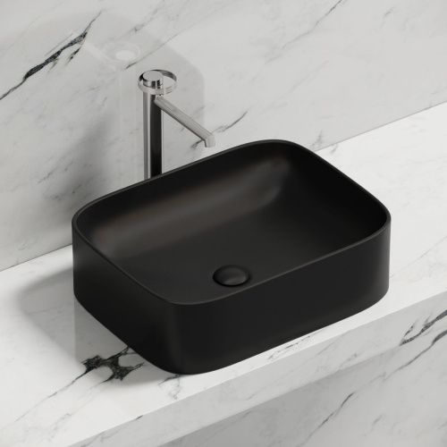 Раковина из сантехнического фарфора Ceramica Nova ELEMENT CN6052MB 50х40 накладная цвет черный без отверстий под смеситель - фото 5