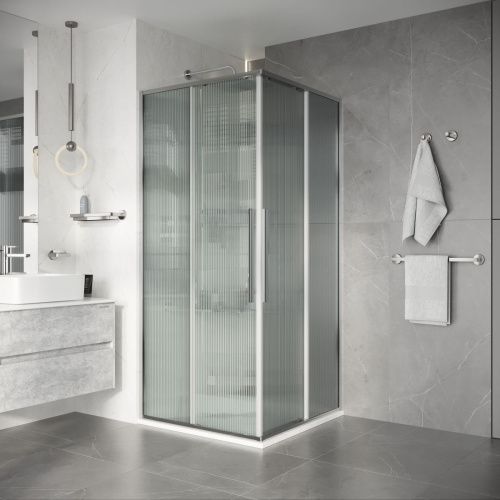 Душевой уголок Niagara Nova NG-4623-34 90х90 стекло рифленое профиль хром без поддона - фото 2