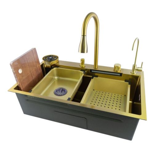 Кухонная мойка Fmark FSC003C 75х45 цвет золото поверхность матовая - фото 2