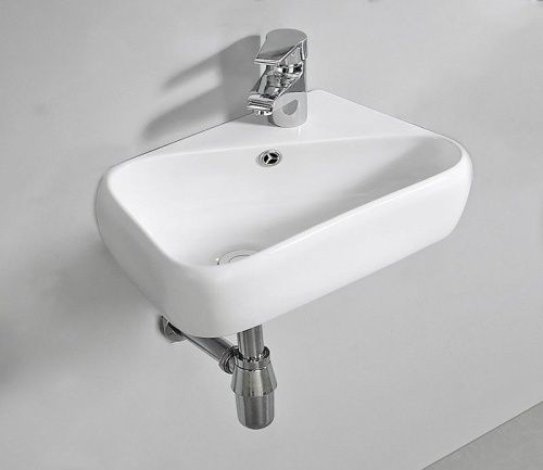 Раковина из сантехнического фаянса CeramaLux 9275L 50х30 подвесная цвет белый 1 отверстие под смеситель - фото 3