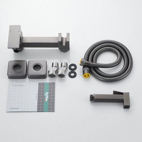 Гигиенический душ со смесителем Raffine F237T оружейная сталь - фото 4