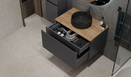 Тумба под раковину Jorno COSSETY Coss.01.80/P/A-DZ/JR 80х50 подвесная цвет черный - фото 2