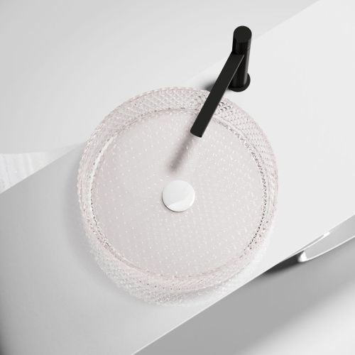 Раковина стеклянная Ceramica Nova CRISTAL CN6061 40х40 накладная цвет розовый без отверстий под смеситель - фото 4