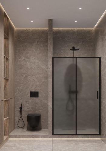 Душевая дверь Timo T06 150х195 стекло матовое профиль черный - фото 2