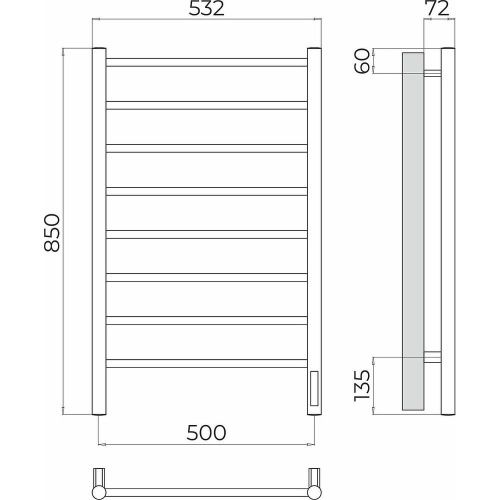 Полотенцесушитель электрический Terminus 4670078531179 55х85 хром - фото 3