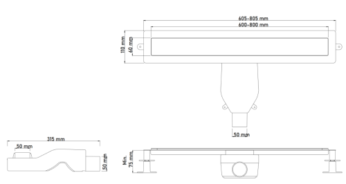 Душевой лоток Boheme Premium Linear 982-80-CB 65х10 медь - фото 2