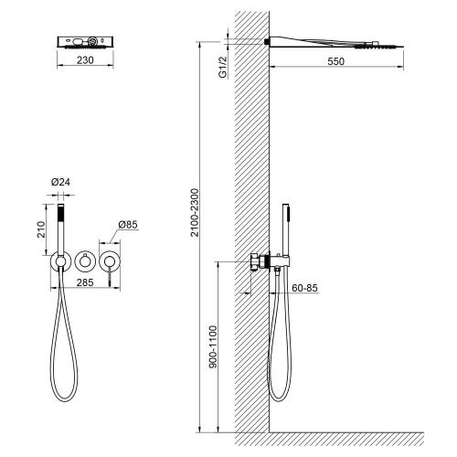 Душевая система Timo Saona SX-2340/03SM встраиваемая в стену цвет черный - фото 4